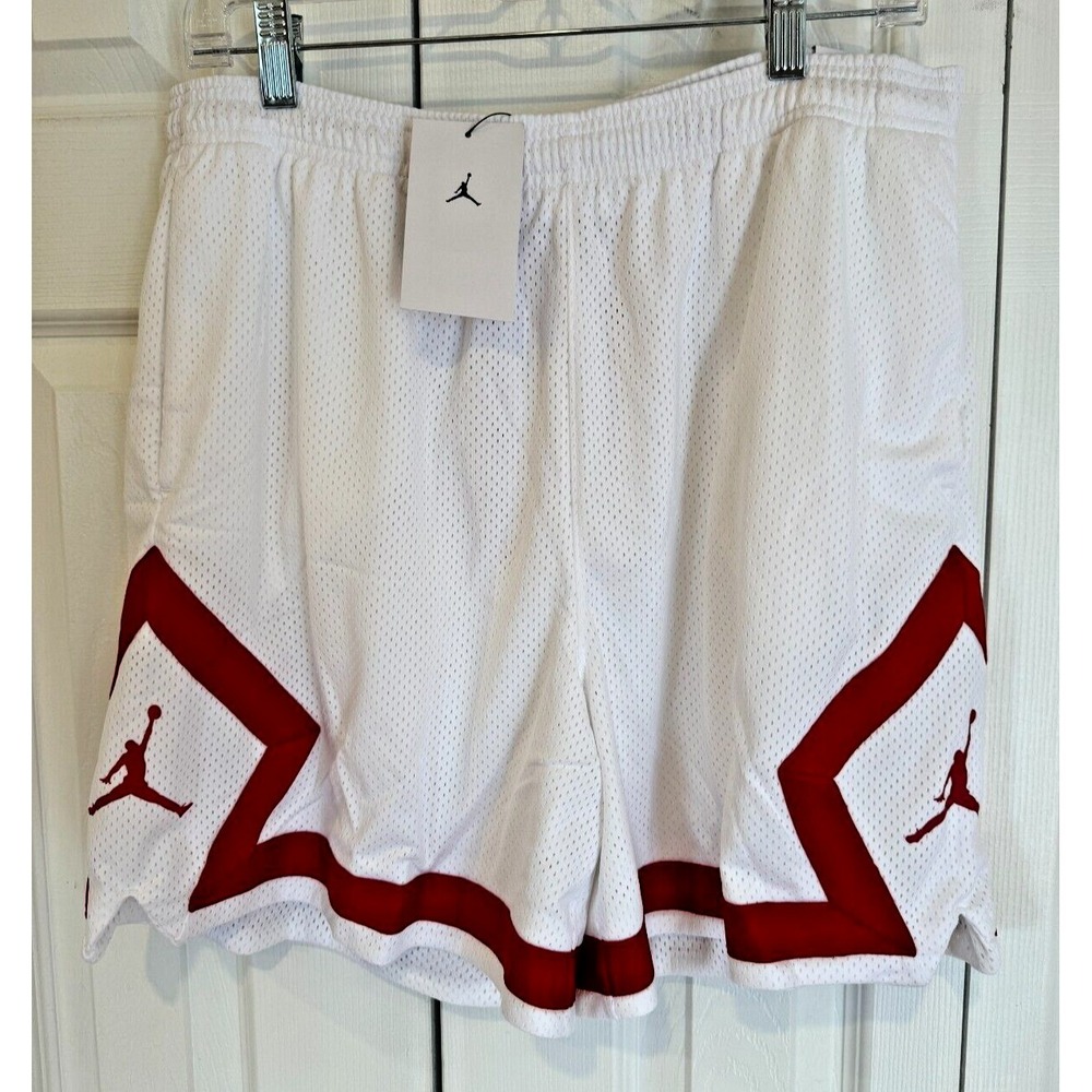 Nike Air Jordan Heritage Diamond Shorts White Red Women's Size‎ Large DO5032-100